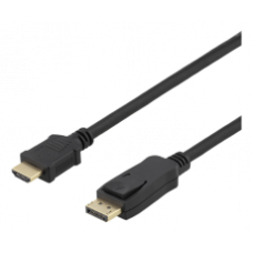 DELTACO DisplayPort to HDMI cable, 10m, 3840x2160 At 30Hz, 10,8Gb/s, Black
