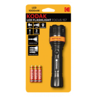 Kodak LED Focus Range, 60lm, 3 ficklampor, zoomring, svart
