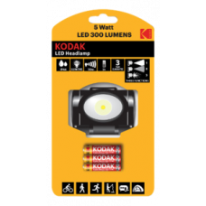 Kodak LED Headlamp, 300lm, 3 modes, 5W single LED, black