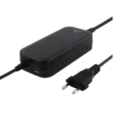 DELTACO 90W Power Adapter, 6 Tips, HP, Dell, Lenovo, USB, Black