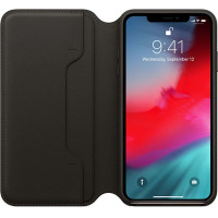 Apple iPhone X och Xs Original Läderfodral Folio - Svart