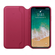 Apple iPhone X och Xs Original Läderfodral Folio - Berry